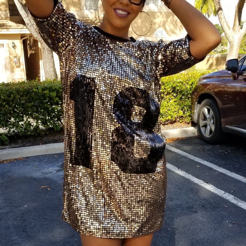 Gold sequin dress